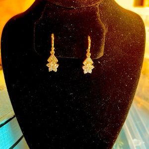 Gorgeous gold-tone CZ flower earring drops